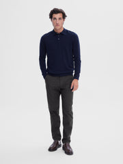 Selected Homme Berg Knit Polo - Navy Blazer/Melange