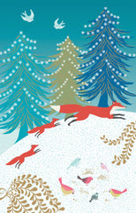 Roger La Borde Eight Foiled Charity Cards - Leaping Foxes