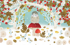 Roger La Borde Gold Foil Christmas Card Pack - Owl Under Bower