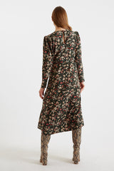 Louche Eveleen Long Sleeve Midi Dress - Green Tapestry Print