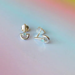 Vurchoo Silver Blue Chalcedony Studs -United Kingdom