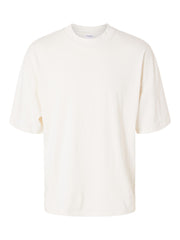 Selected Homme Boxy O Neck Tee - Whisper White