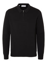 Selected Homme Florence Knit Zip Black Knit Top