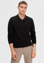 Selected Homme Florence Knit Zip Black Knit Top