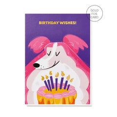 Stormy Knight Collie + Cake Birthday Card