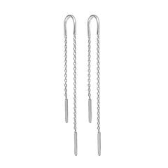 Enamel Copenhagen Hoop Chain Earrings - Silver