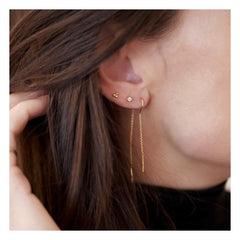 Enamel Copenhagen Hoop Chain Earrings - Silver
