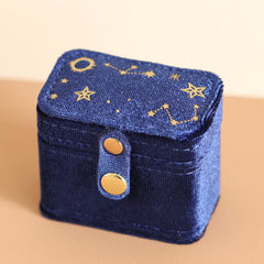 Lisa Angel Starry Night Velvet Petite Travel Ring Box in Navy