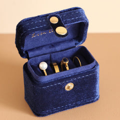 Lisa Angel Starry Night Velvet Petite Travel Ring Box in Navy