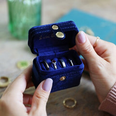 Lisa Angel Starry Night Velvet Petite Travel Ring Box in Navy