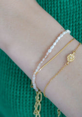 Enamel Copenhagen Bracelet - Gold, Green,Peach and Pearl