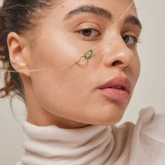 Enamel Copenhagen Necklace Organic Double Circle - Grass Green and Gold