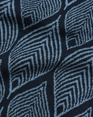 Far Afield Zigger Cardigan - Navy / Allure Blue Leaf Pattern
