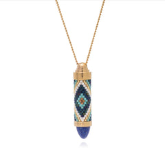Azuni Beaded Bullet Pendant- Tulum