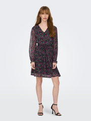 JDY Lilli Long Sleeve Dress - Black/Small Multi