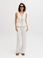 JJXX Almira Linen Blend Tie Top - Blanc De Blanc