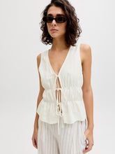 JJXX Almira Linen Blend Tie Top - Blanc De Blanc