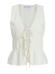 JJXX Almira Linen Blend Tie Top - Blanc De Blanc