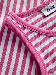 JJXX - Fallon Stripe Rib Top in Bright White / Fiji Flower