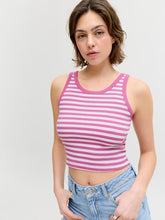 JJXX - Fallon Stripe Rib Top in Bright White / Fiji Flower