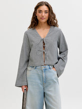 JJXX Zoe Seersucker Black & White Tie Organic Cotton Shirt