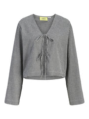 JJXX Zoe Seersucker Black & White Tie Organic Cotton Shirt