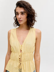 JJXX Almira Linen Blend Tie Top - Sunlight