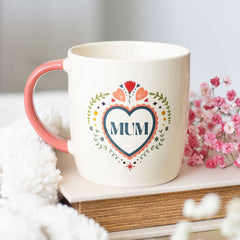 Folk Heart Mum Ceramic Mug