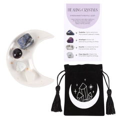 Lotus & Lapis Stress Healing Crystal Healing Gift Set With Moon Trinket Dish