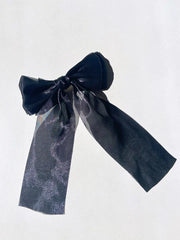 Solar Eclipse Organza Hair Bow Barrette - Black