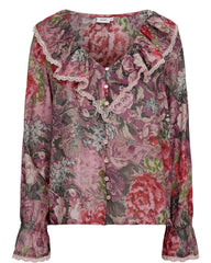 Numph Marcelle Ruffle Shirt - Goji Berry
