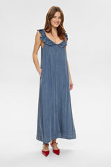 Numph Nuelida Dress - Snow Washed Denim