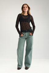 Numph Evita Mesh Blouse - Caviar