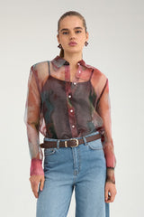 Numph Dorte Sheer Shirt - Bonbon