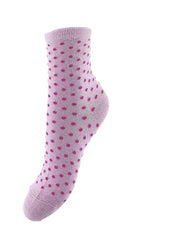 Organic Cotton Glitter Socks - Pastel Lavender/Small Dots