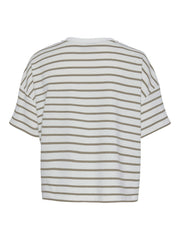 Pieces Chilli Summer 2/4 Sweat Stripe - Cloud Dancer/ Silver