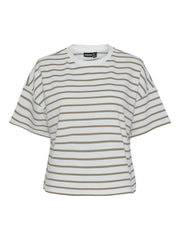 Pieces Chilli Summer 2/4 Sweat Stripe - Cloud Dancer/ Silver