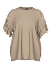 Pieces Skylar Pleated Tee - Silver Mink