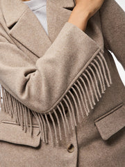 Pieces - Mollie Fringe Jacket in Morel/Melange