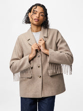 Pieces - Mollie Fringe Jacket in Morel/Melange