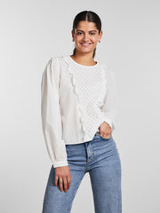 Pieces Kimora Long Sleeve Top - Bright White