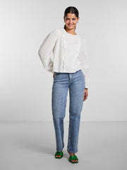Pieces Kimora Long Sleeve Top - Bright White