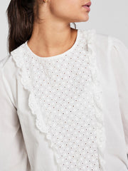 Pieces Kimora Long Sleeve Top - Bright White