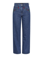 Pieces Miriam Wide Jeans - Medium Blue Denim