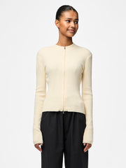 Pieces Crista Zip Knit Cardigan - Birch