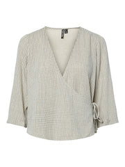 Pieces Pia Wrap Top - Birch & Black