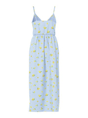 Pieces Emma Organic Cotton Maxi Dress - Cashmere Blue/ Lemon