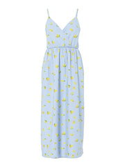 Pieces Emma Organic Cotton Maxi Dress - Cashmere Blue/ Lemon