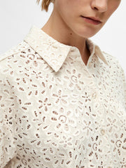Selected Femme Karola Oversized Lace Shirt - Sandshell