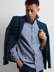 Selected Homme Slim Linen Shirt - Medium Wash Denim